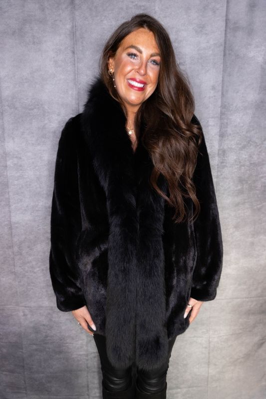 Black Mink with Black Fox Tuxedo