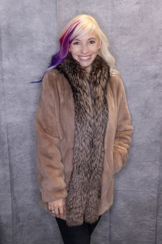Women's Dyed Sandalwood Velvet &amp; Dyed Silver Fox