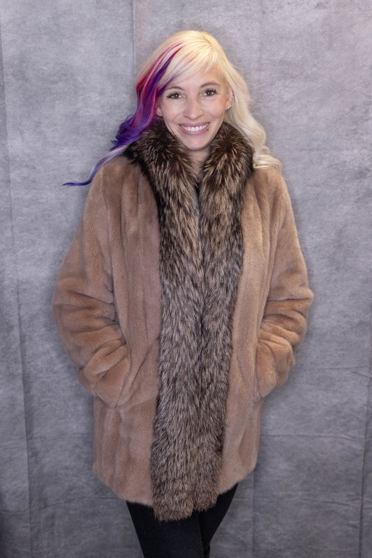 Women's Dyed Sandalwood Velvet &amp; Dyed Silver Fox