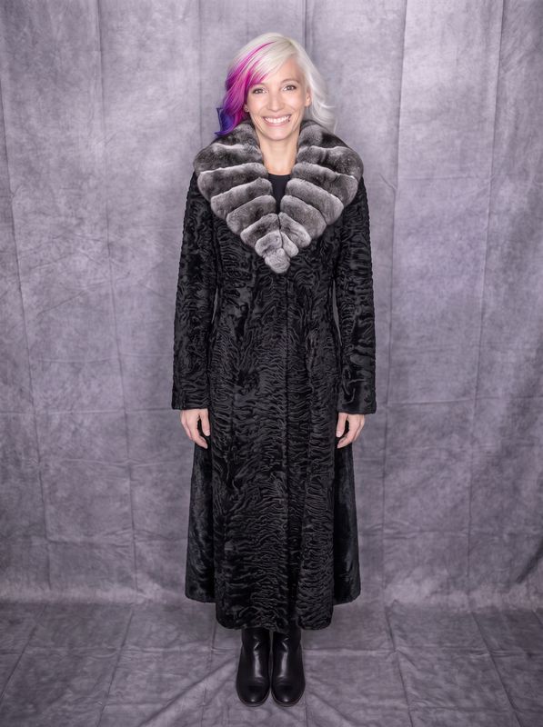 Woman’s Dyed Black Broadtail with Chinchilla