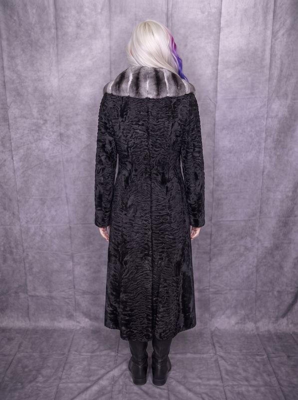 Woman’s Dyed Black Broadtail with Chinchilla