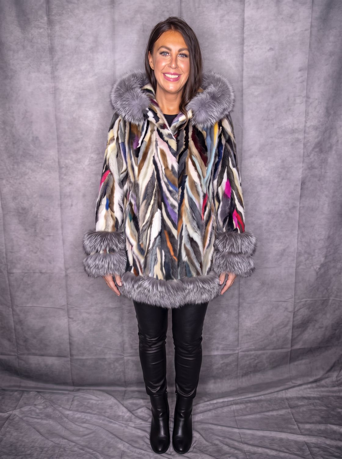 Women’s Multi Color Mink and Silver Fox, Material: USA - Norway / 770 / 187824, Size: Size XS