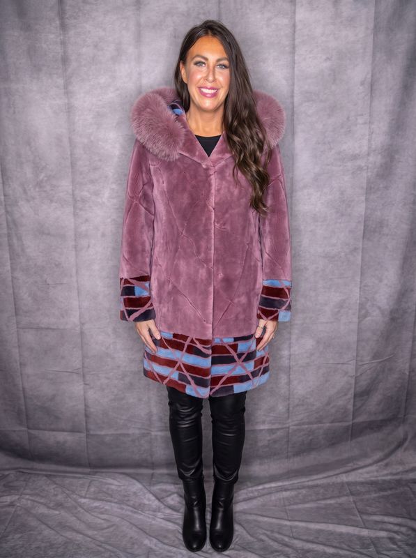 Women’s Dyed Coral Reef Sheared Beaver with Dyed Fox Hood