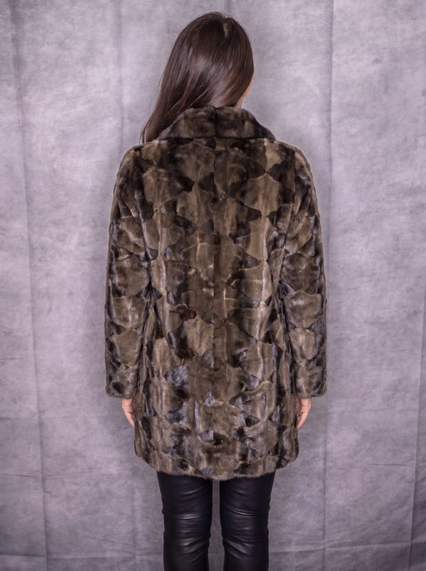 Dyed Brown Sheared Mink and Natural Mink Reversible