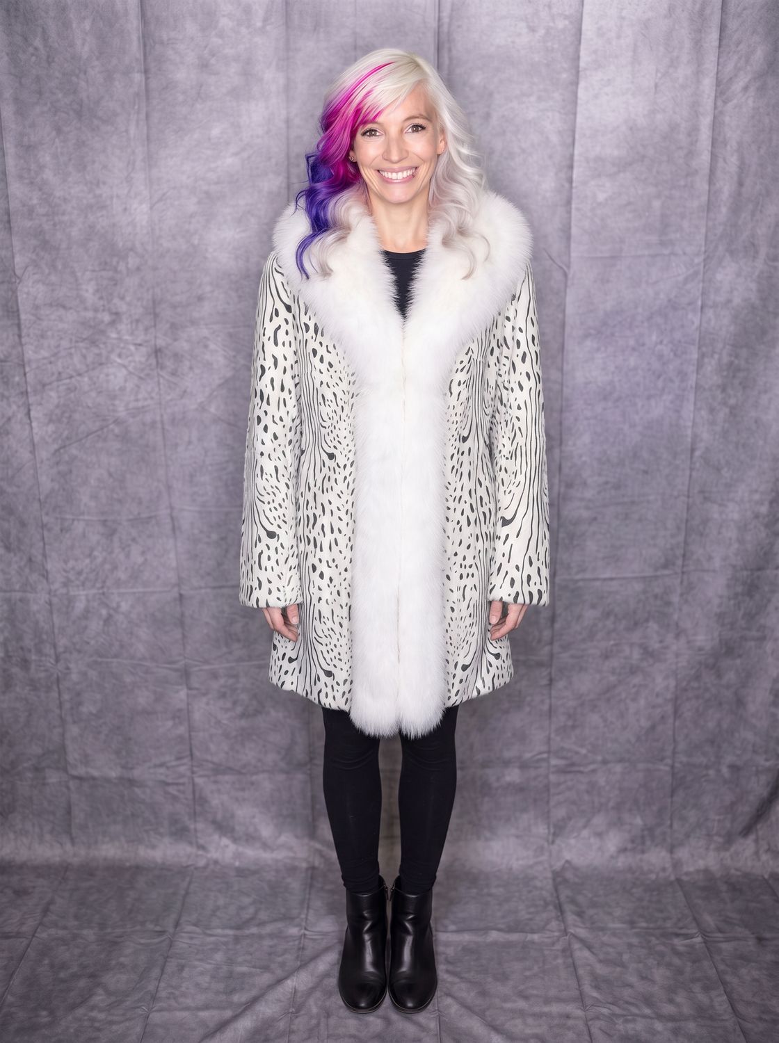 Women's Goat Hair with White Fox