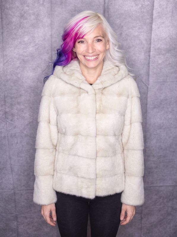 Women’s Natural Pearl Mink with Hood FRN