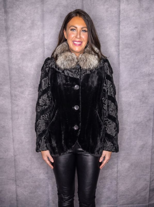 Women’s Dyed Black Sheared Beaver, Swakara and Nat Fox