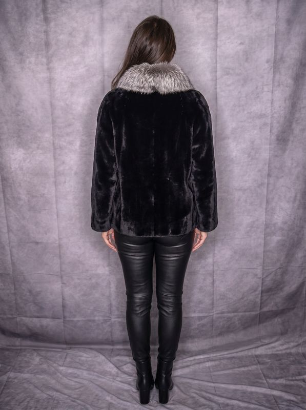 Women’s Dyed Black Sheared Beaver and Silver Fox