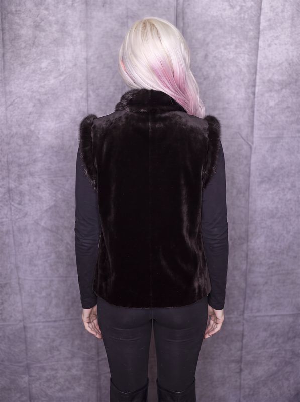 Dyed Brown Sheared Mink Rev Vest