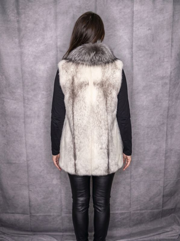 Natural Black Cross Mink w Silver Fox Vest