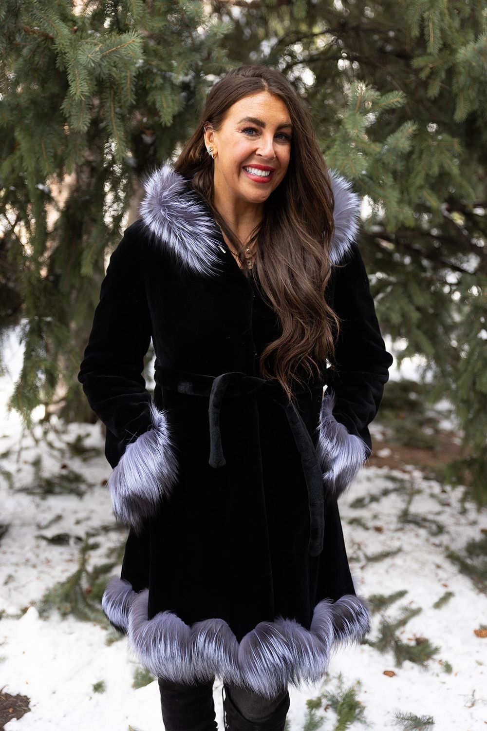 Black Sheared Mink with Silver Fox