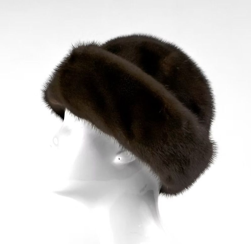 Mink  Fur Cuffed Skull Cap