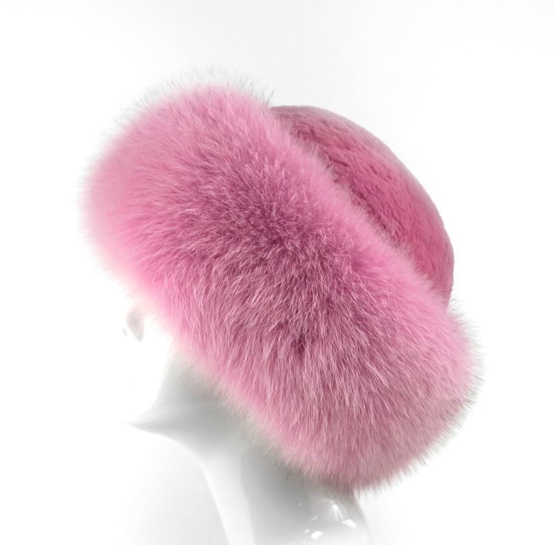 Sheared Beaver Hat with Fox Trim