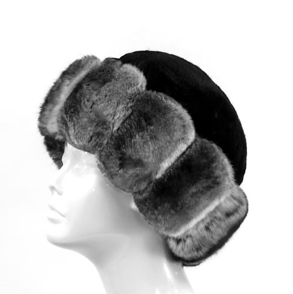Black Mink Hat with Chinchilla Trim
