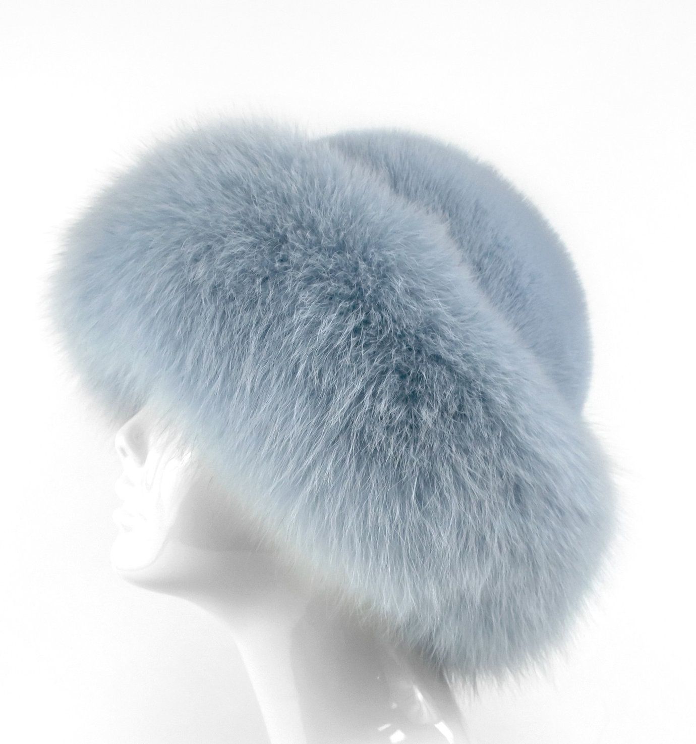 Blue Mink Hat with Blue Fox Trim