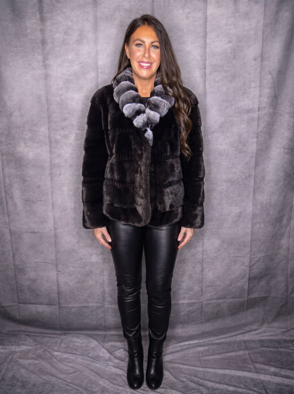 Ranch Mink with Chinchilla Collar, Color: Ranch Mink/Chinchilla, Size: --A, Style: 4296