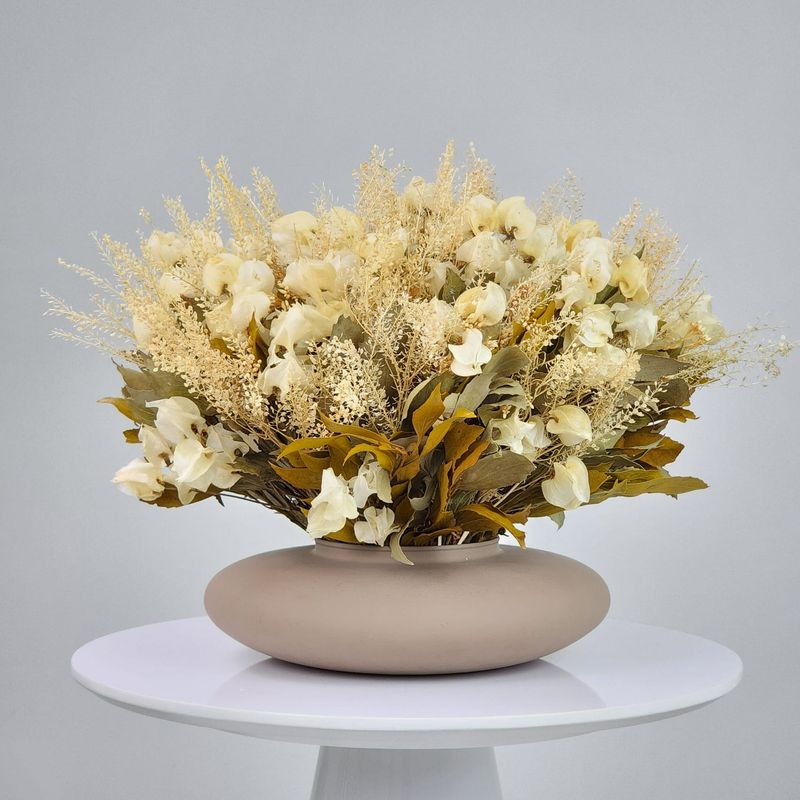 Dried Flowers Centerpiece Arrangement + Mocha Mousse Vase