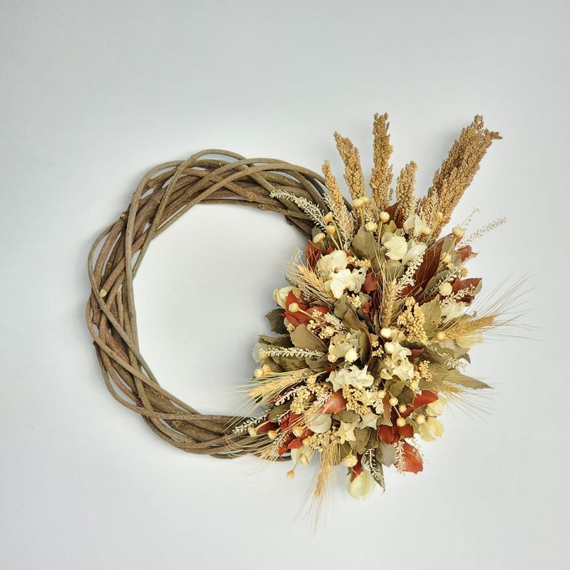 Garland Of Orange And Green Dried Flowers  50 Cm