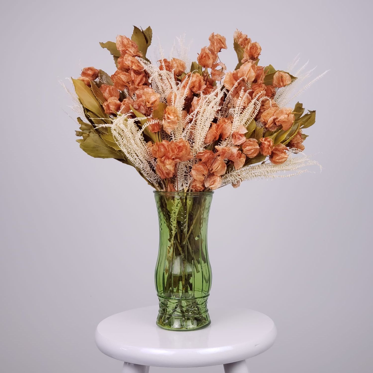 Peculiar Flora Dried Flowers Arrajo + Green Glass
