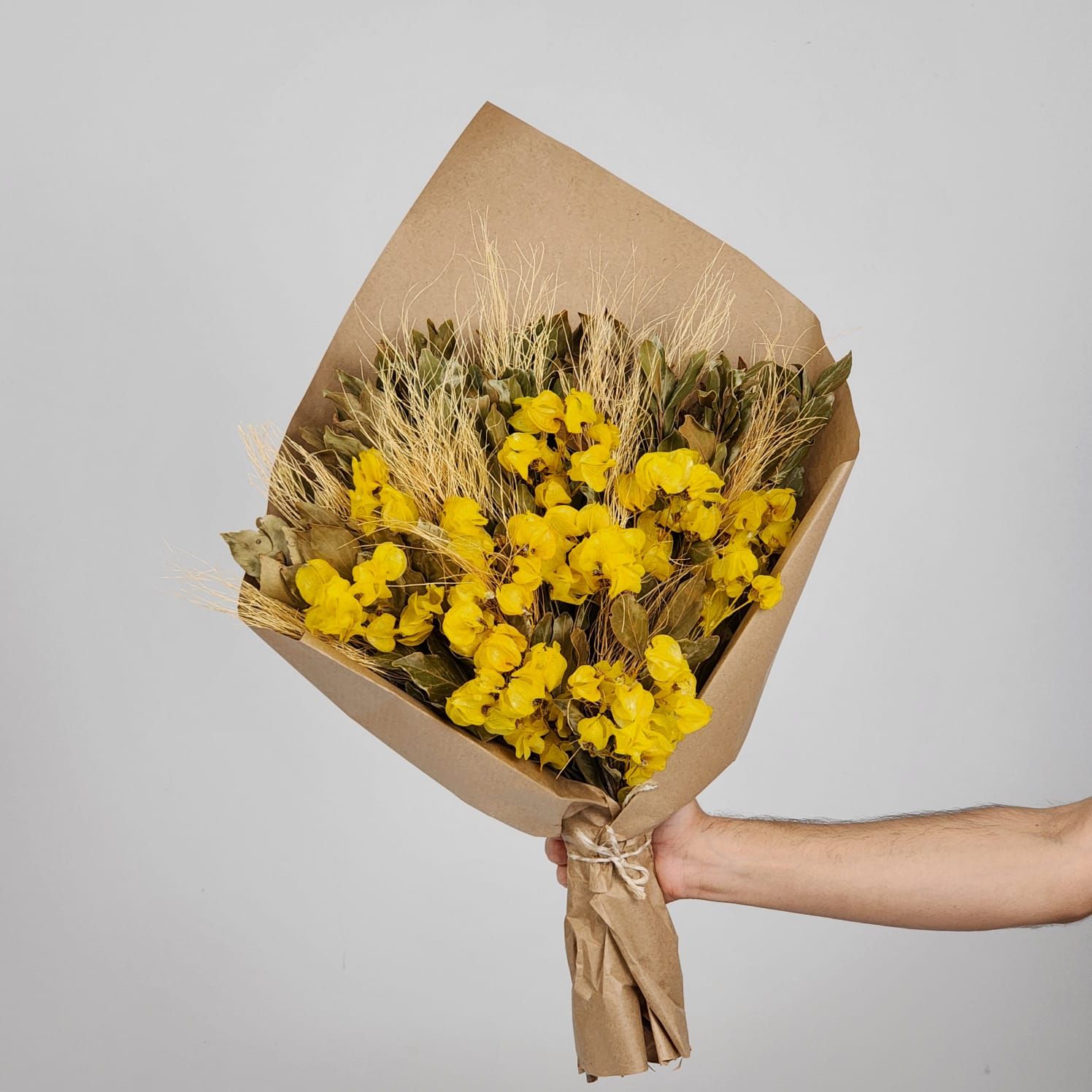 Dried Flowers Bougainvillea Yellow Arrangement - No Vase