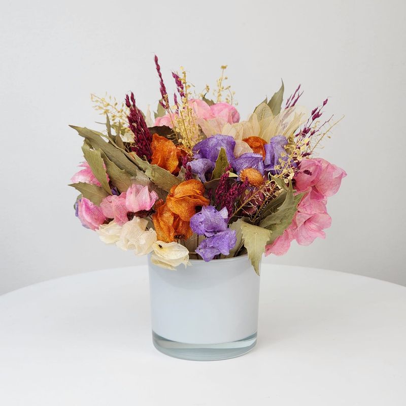 Dried Flowers Arrangement Centerpiece Lilac + Small Vase