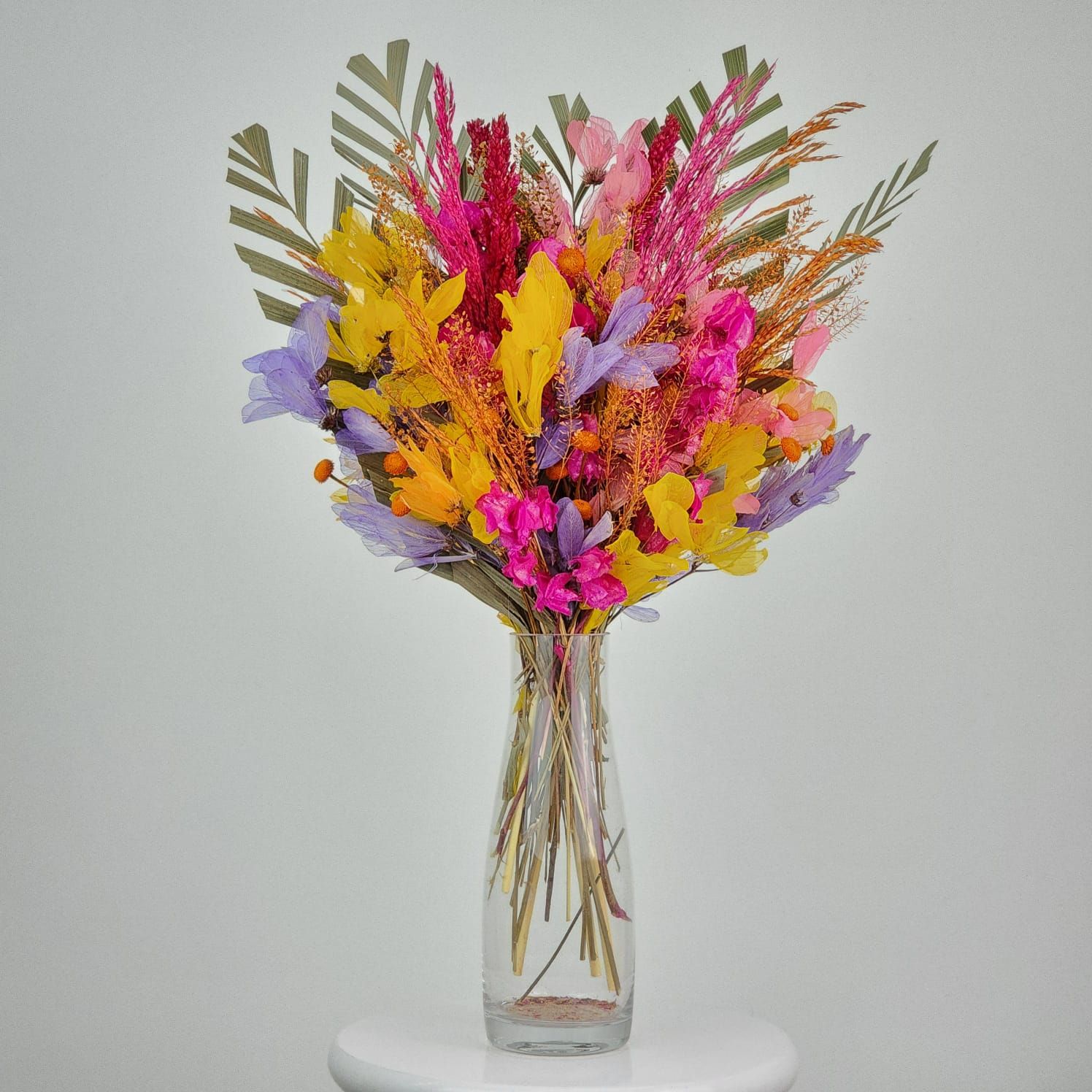 Dried Flowers Arrangement Double Face Petit Jardin Bouteille Florale Grand + Glass Vase
