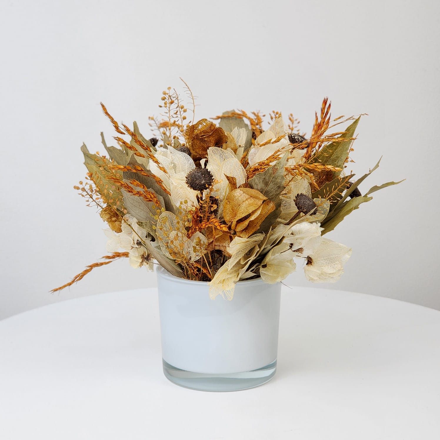 Dried Flowers Arrangement Centerpiece Ochre + Small Vase