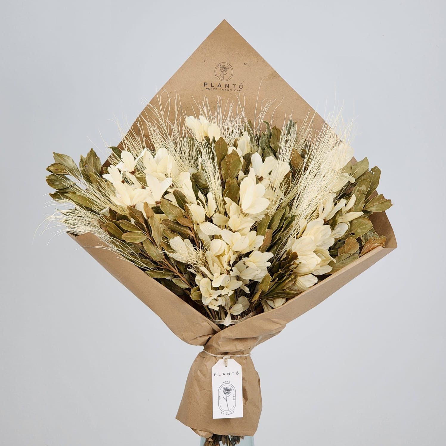 Bouquet Of Dried Flowers  With Dragonfly And Asparagus - No Vase