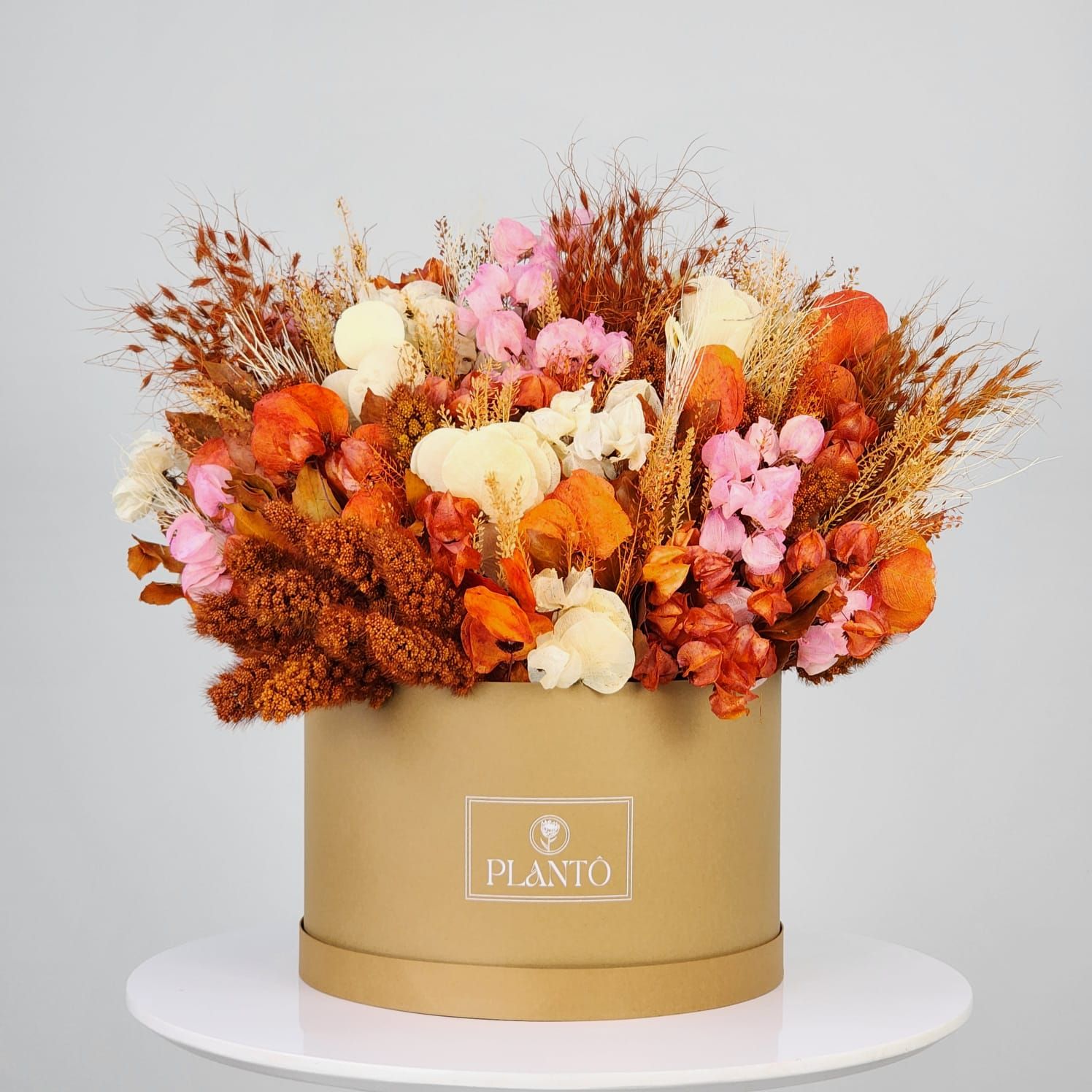 Box Of Dried Flowers  Golden With Brown Box G