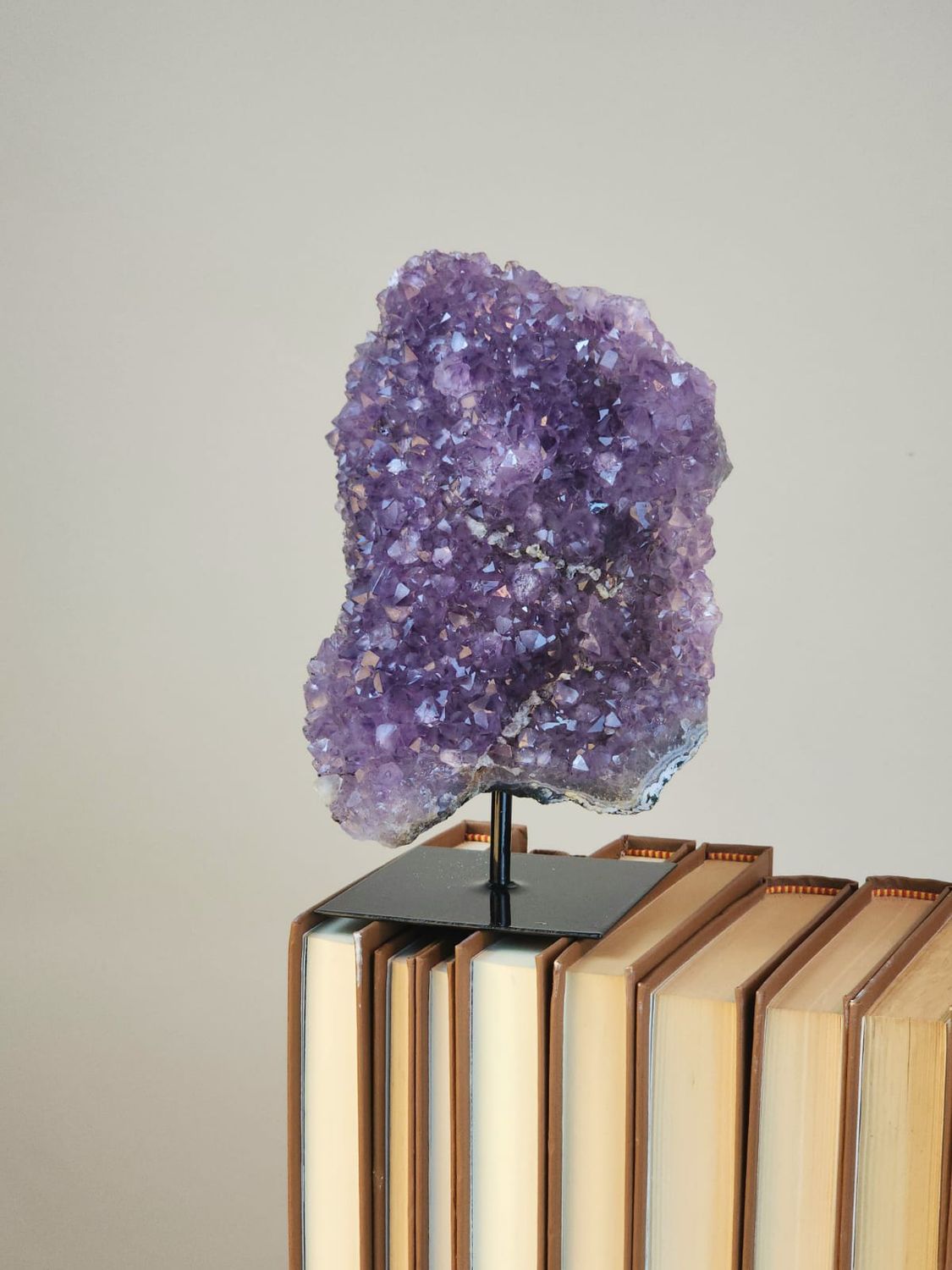 Natural Decorative Stone Amethyst Druse With Black Support