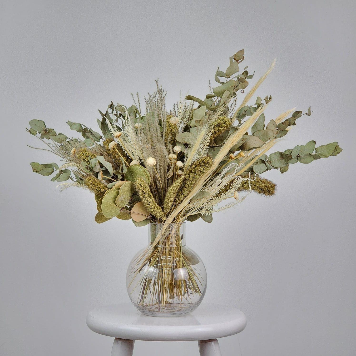 Dried Flowers Single Face Petit Jardin Fra�cheur Petit Arrangement + Glass  Vase