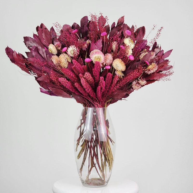 Single Face Dried Flowers Arrangement Petit Jardin L&#39;�clipse +  Glass Vase