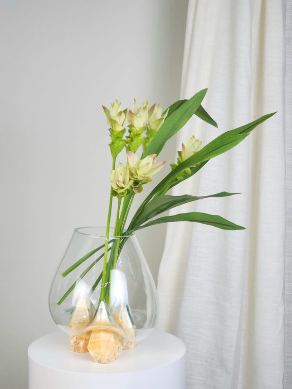 Crystal Vase Blown In Natural Stone 034 - Casa Planto By Cristais De Gramado