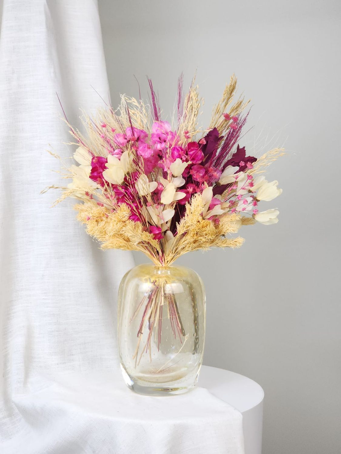Dried Flowers Arrangement Aurum + Murano Vase Quad With 24k Gold