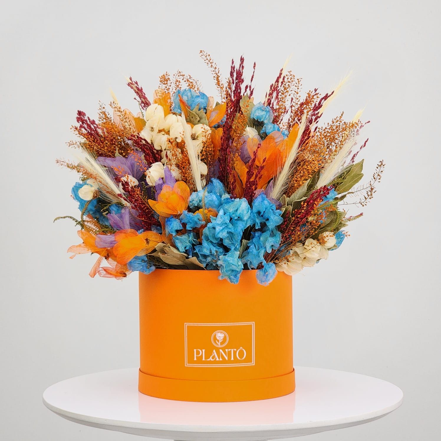 Dazzling Box Of Dried Flowers  With Orange Box M