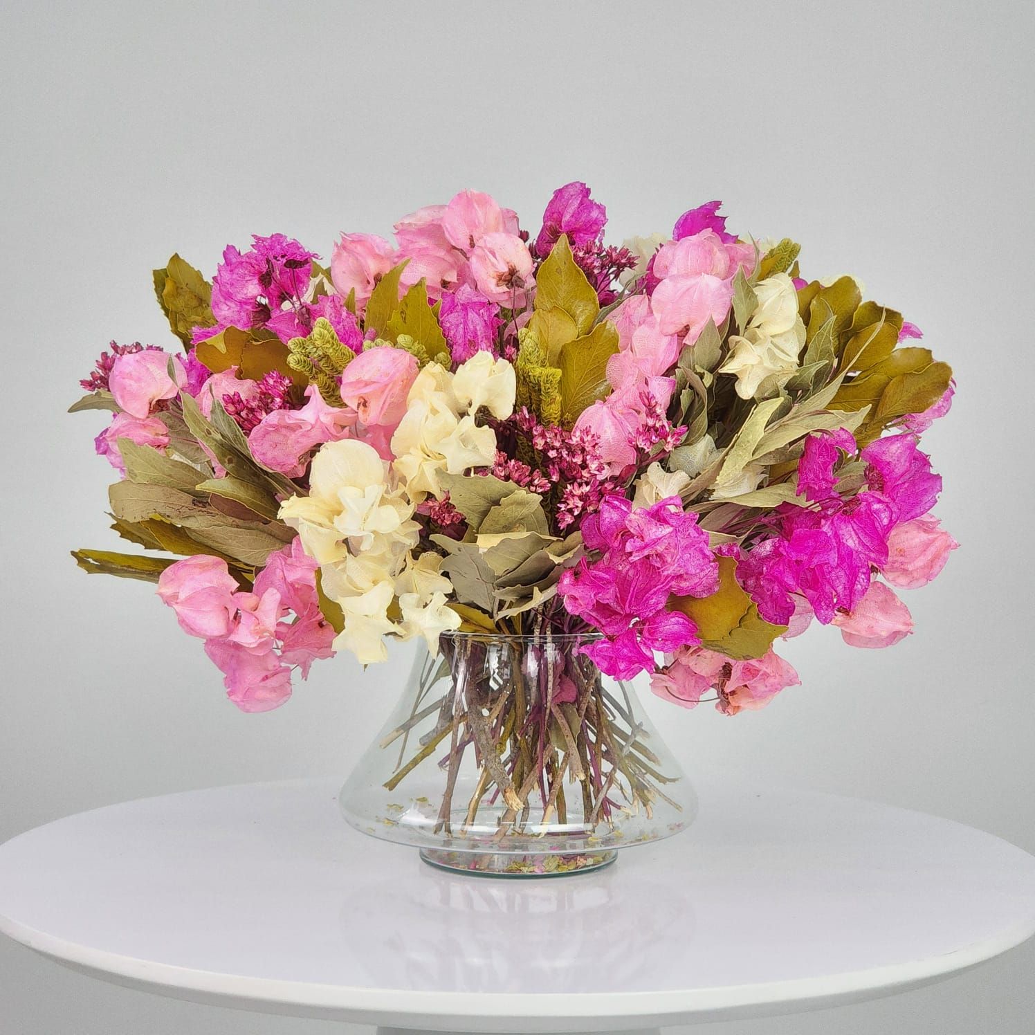 Dried Flowers Arrangement Centerpiece Botanical Collection Rosy + Small Vase