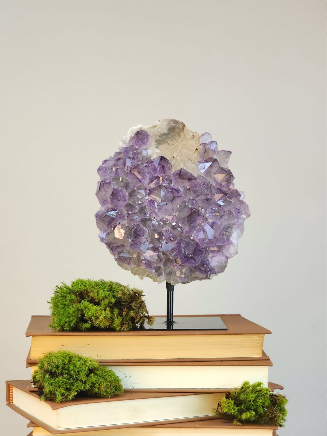 Natural Decorative Stone Amethyst Druse With Black Support