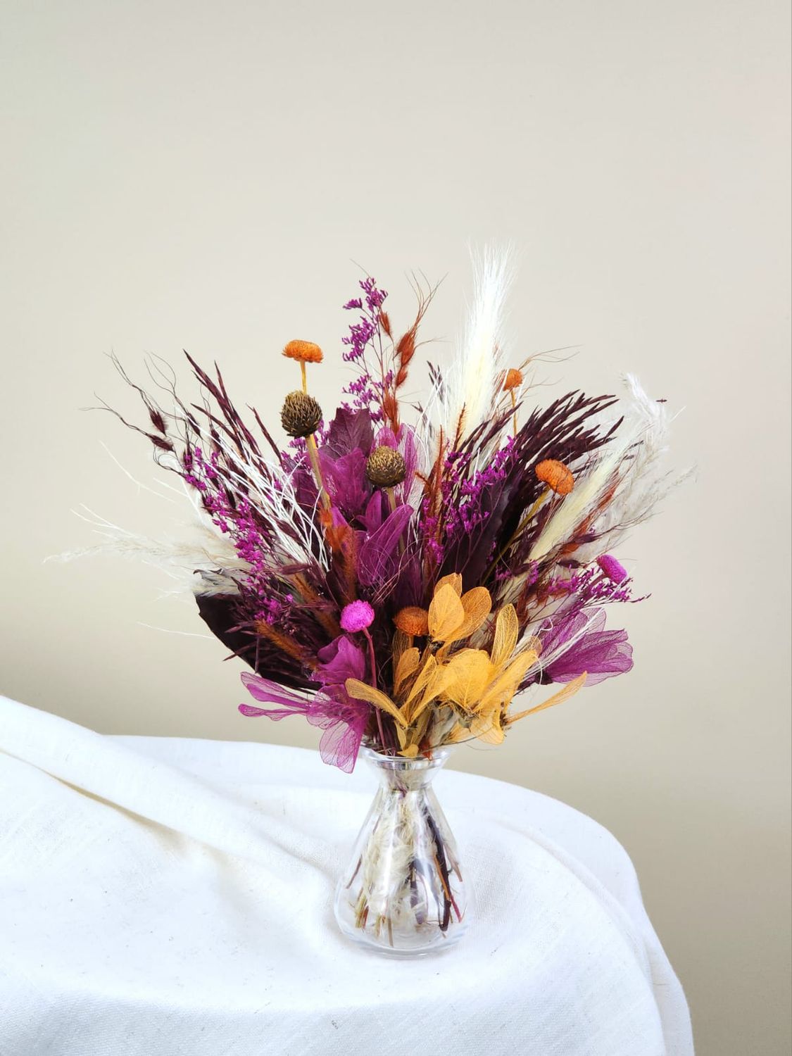 Dried Flowers Arrangement Love And Crush Purple Exquisite + Vaso P