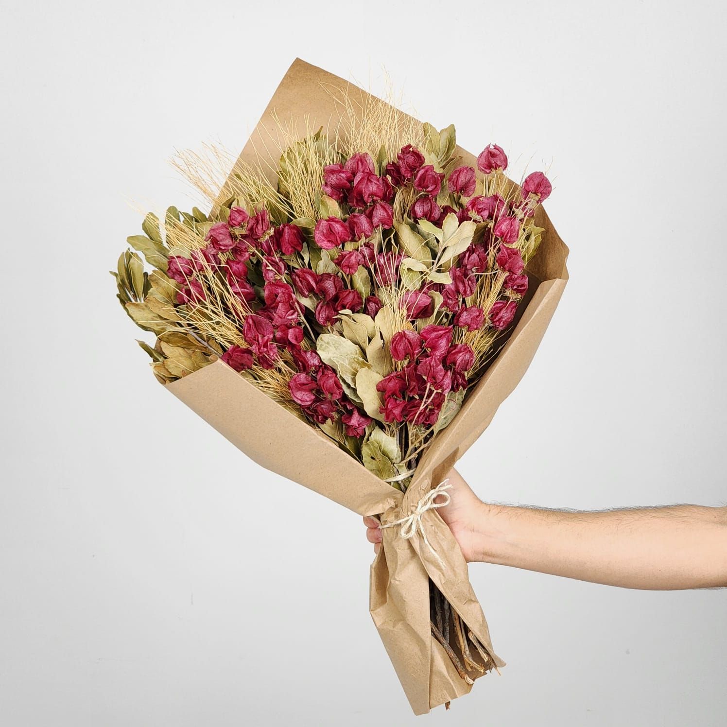 Dried Flowers Bougainvillea Marsala Arrangement - No Vase