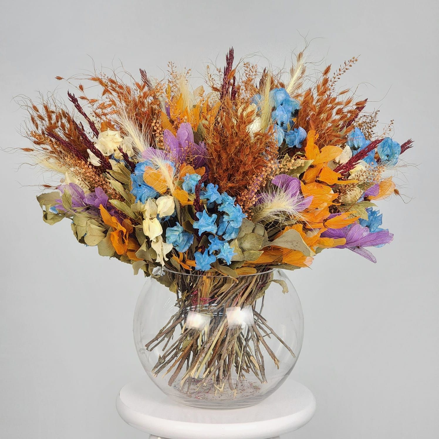 Dried Flowers Arrangement Centerpiece Petit Jardin Lumi�re + Glass  Vase