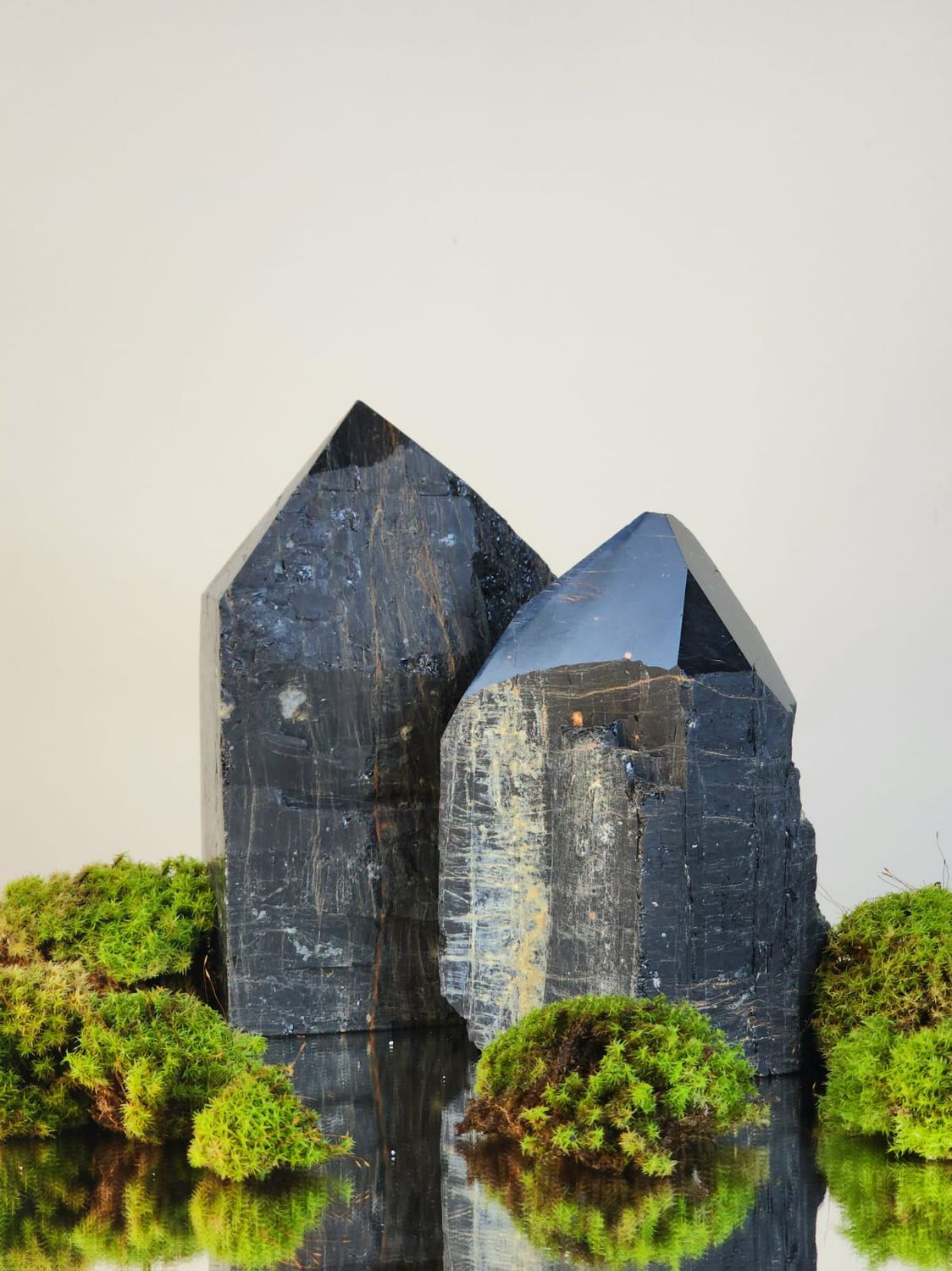 Double Natural Decorative Stones Black Tourmaline Tips