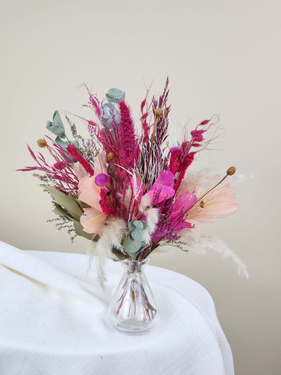 Dried Flowers Arrangement Love And Crush  Pink Addiction + Vaso P