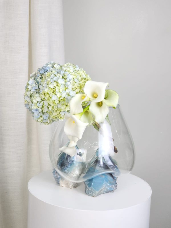 Crystal Vase Blown In Natural Stone 036 - Casa Planto By Cristais De Gramado