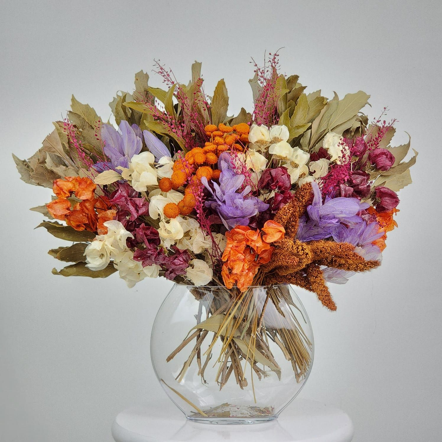 Dried Flowers Arrangement Single Face Petit Jardin Flore Surr�aliste Petit + Glass Vase