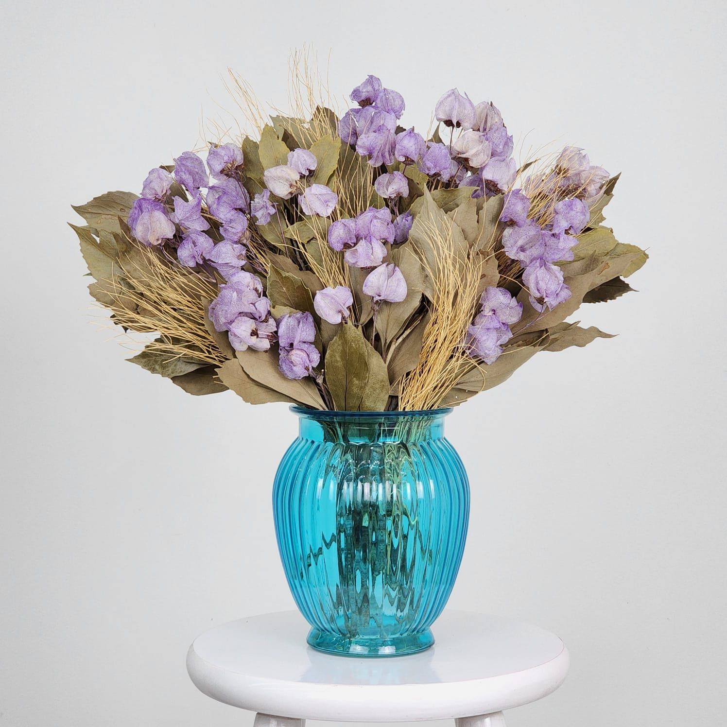 Dried Flowers Arrangement Single Face Special Lilac + Blue Passion Vase