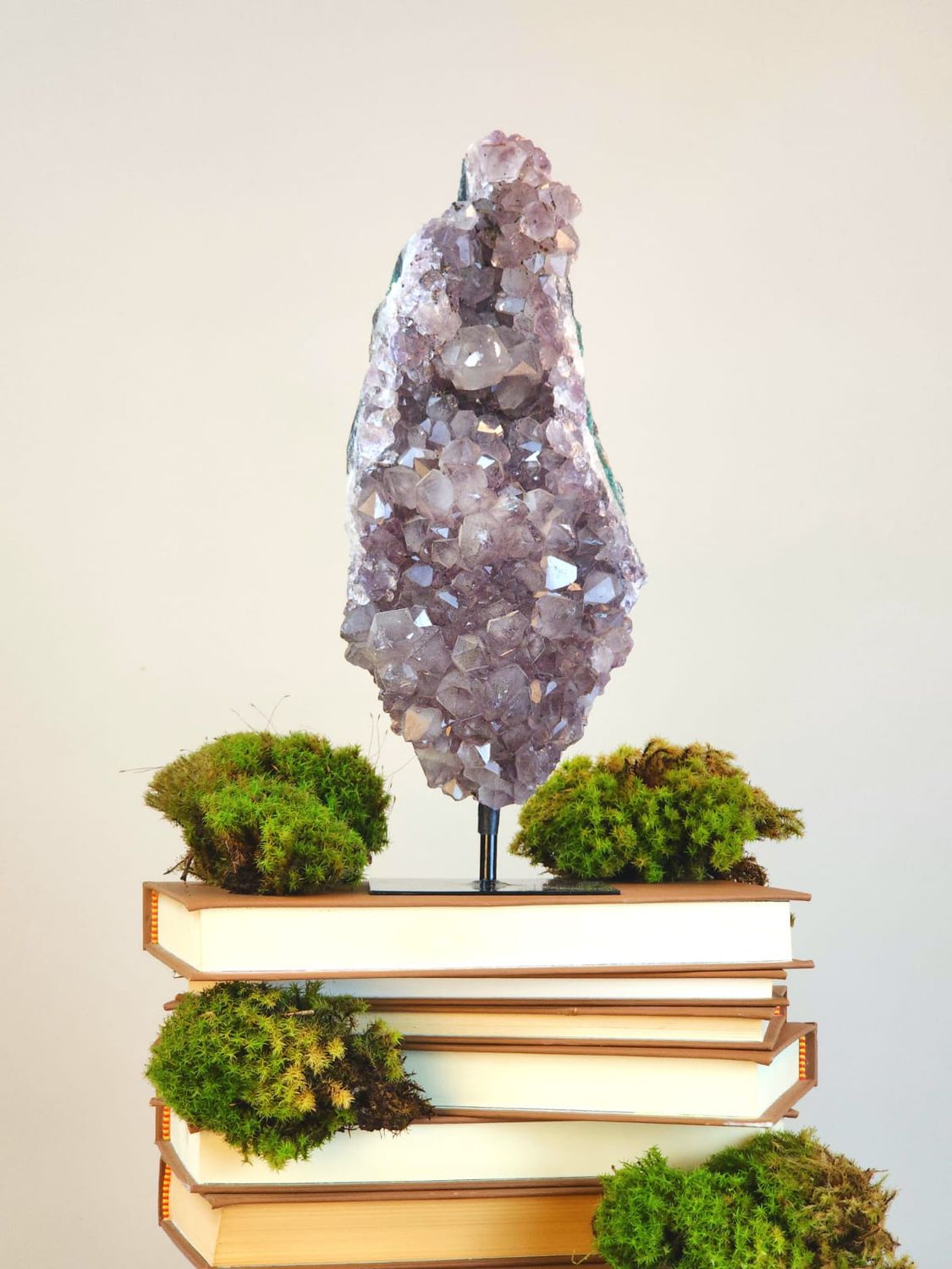 Natural Decorative Stone Amethyst Druse With Black Support