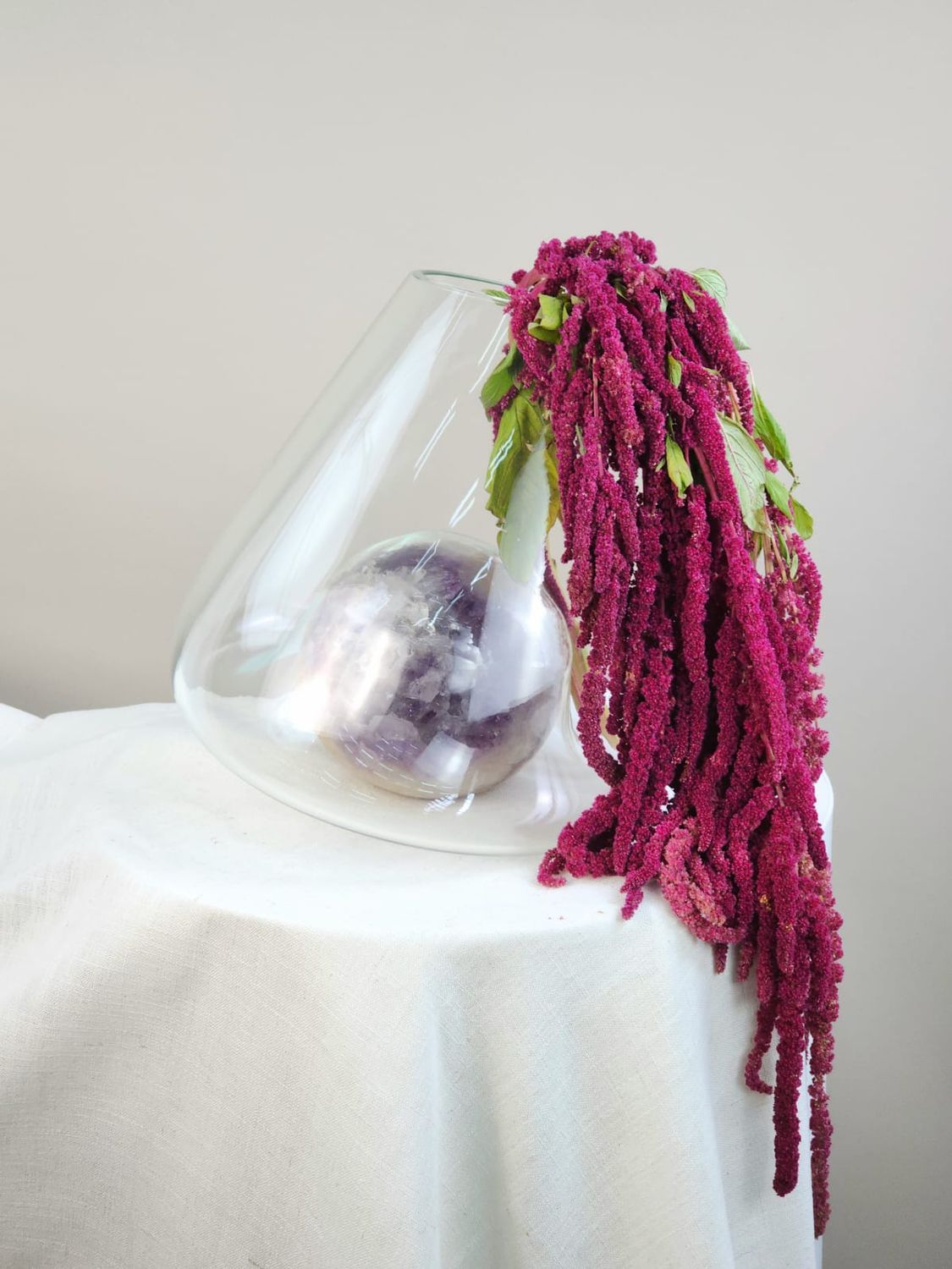 Crystal Vase Blown In Natural Stone 051 - Casa Planto By Cristais De Gramado
