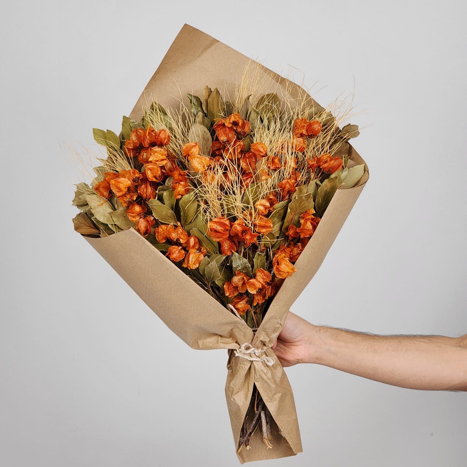 Dried Flowers Bougainvillea Orange Arrangement - No Vase