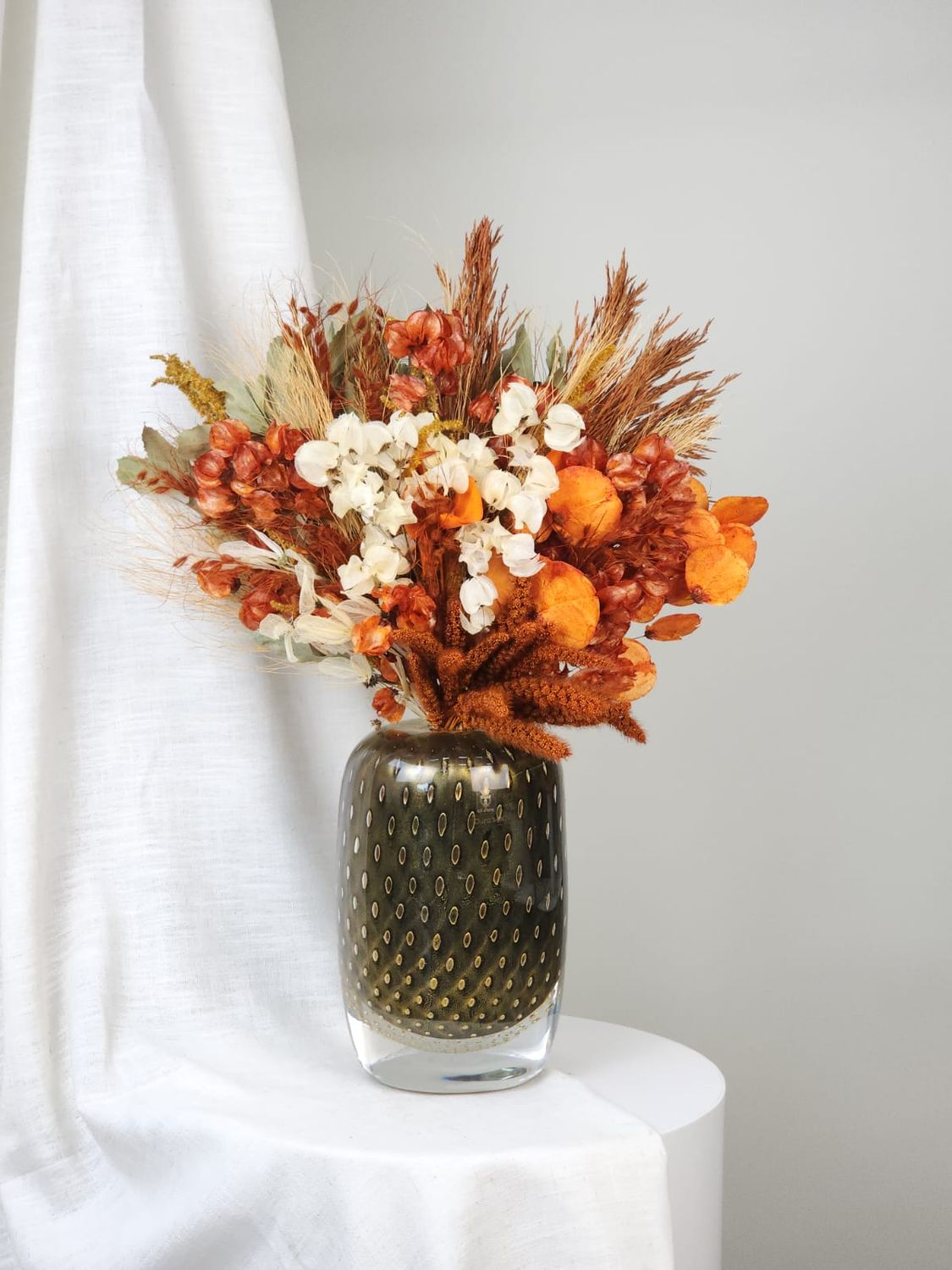 Dried Flowers Arrangement Aurum + Murano Vase Quad With 24k Gold