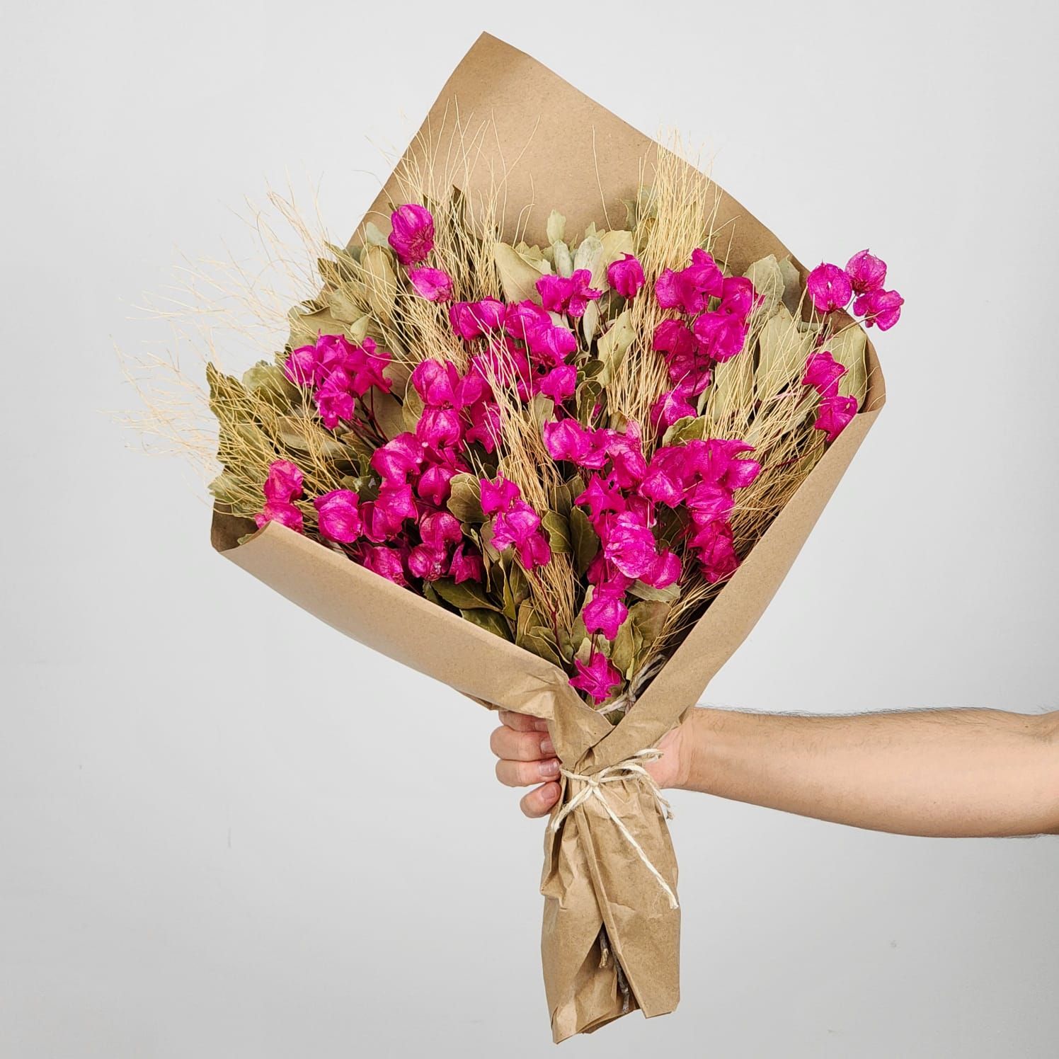 Dried Flowers Bougainvillea Dark Pink Arrangement - No Vase